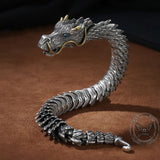 Pulsera de animales de acero inoxidable con dragón chino