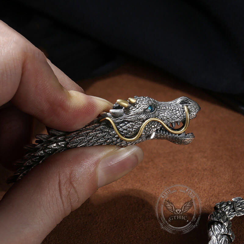 Vintage Dragon Ouroboros Copper Alloy Bracelet | Gthic.com