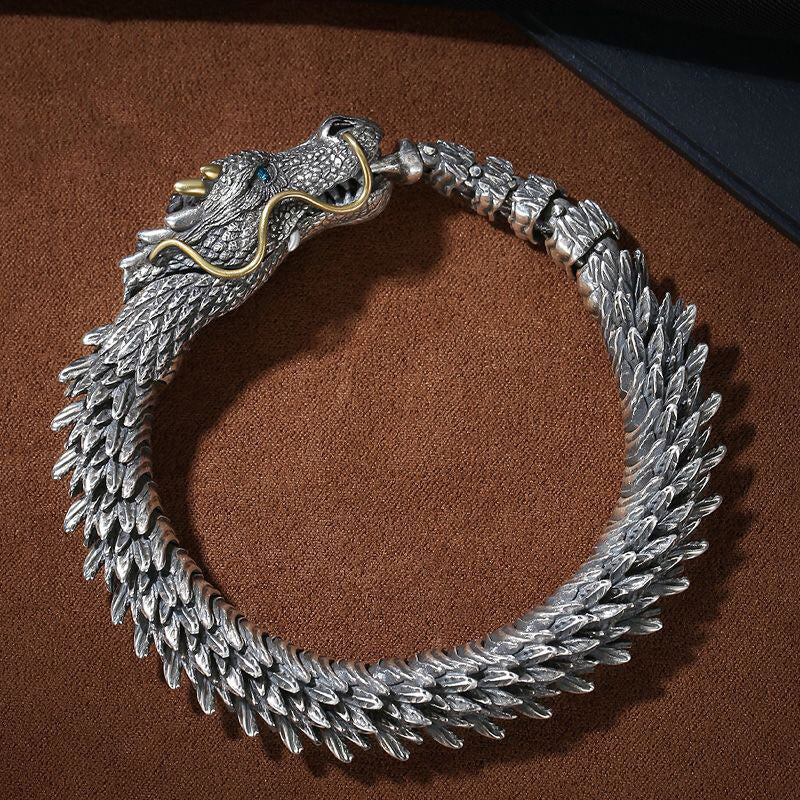 Vintage Dragon Ouroboros Copper Alloy Bracelet | Gthic.com