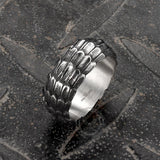 Vintage Dragon Scales Stainless Steel Ring 06 | Gthic.com