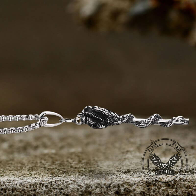 Vintage Dragon Tomahawk Stainless Steel Viking Pendant
