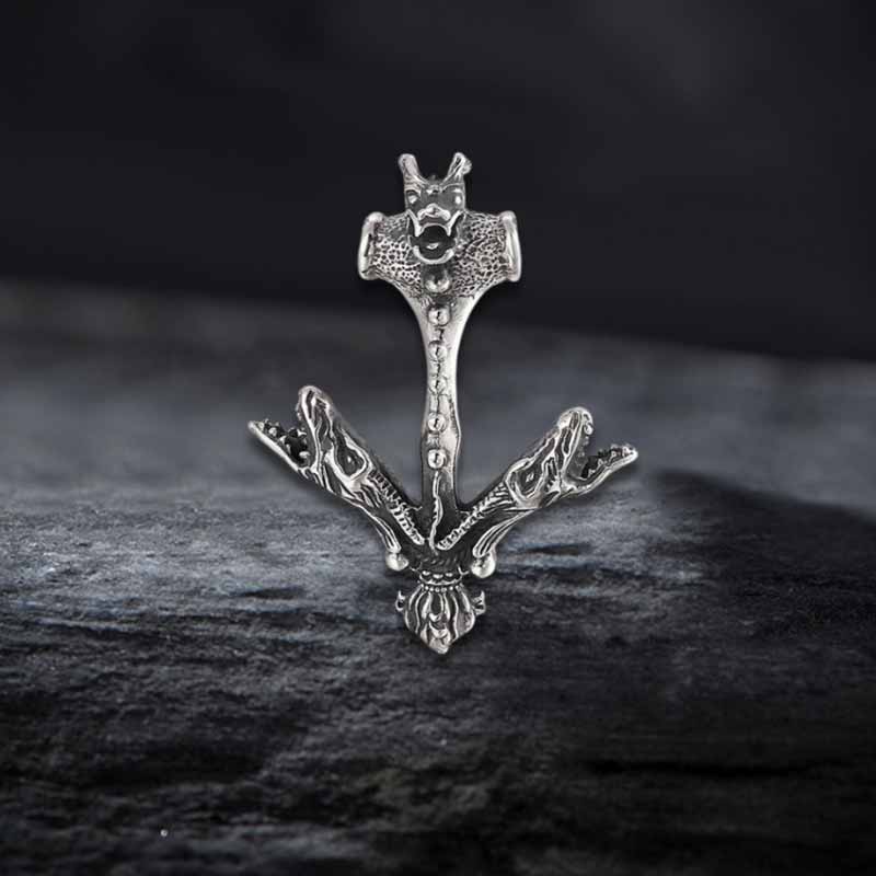 Vintage Dragon Two-Headed Snake Stainless Steel Pendant | Gthic.com