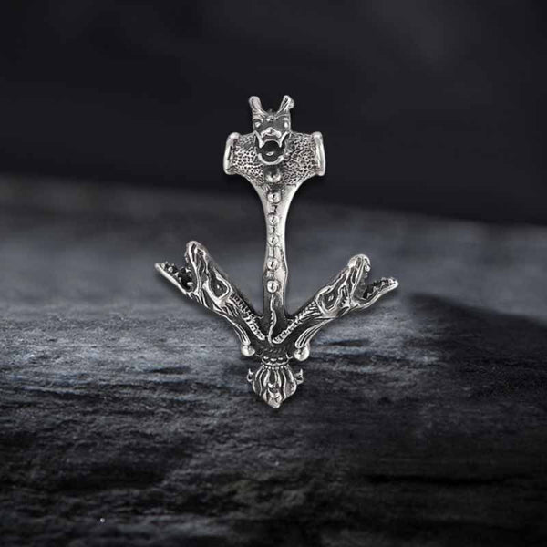 Vintage Dragon Two-Headed Snake Stainless Steel Pendant | Gthic.com