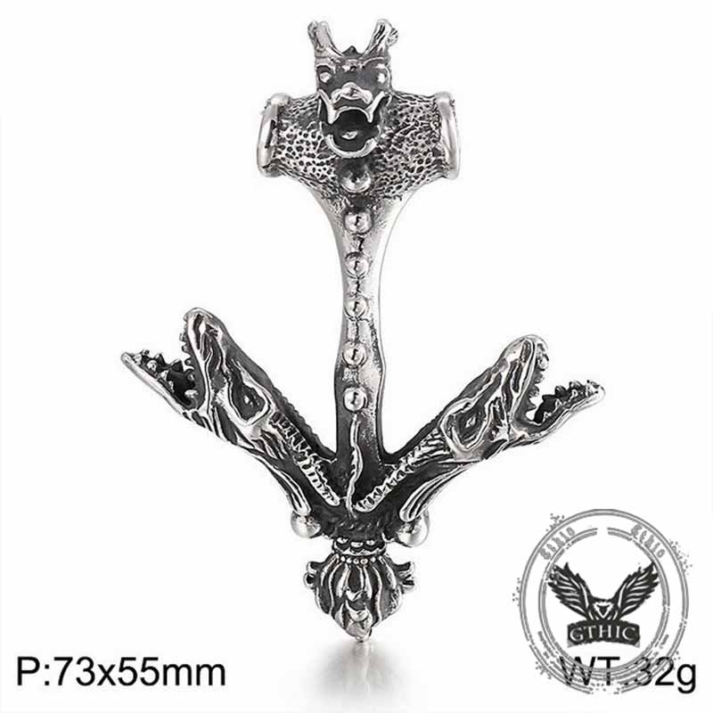 Vintage Dragon Two-Headed Snake Stainless Steel Pendant