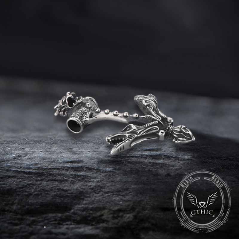 Vintage Dragon Two-Headed Snake Stainless Steel Pendant | Gthic.com