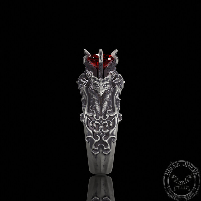 Vintage Dragon Zircon Sterling Silver Ring | Gthic.com