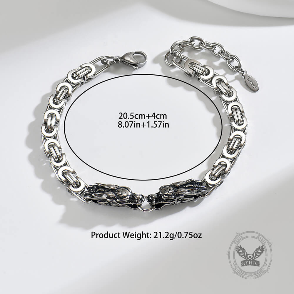 Vintage Dual Dragon Head Stainless Steel Bracelet