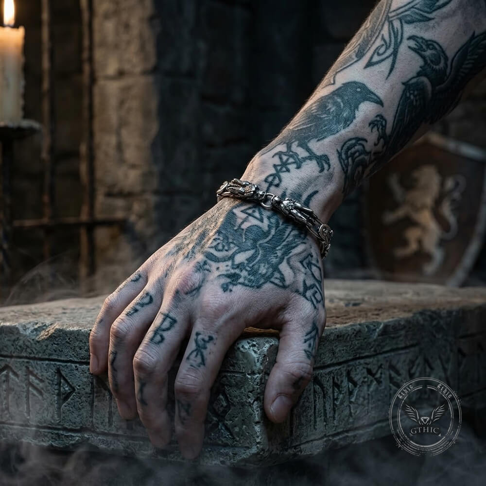 Vintage Dual Dragon Head Stainless Steel Bracelet | Gthic.com