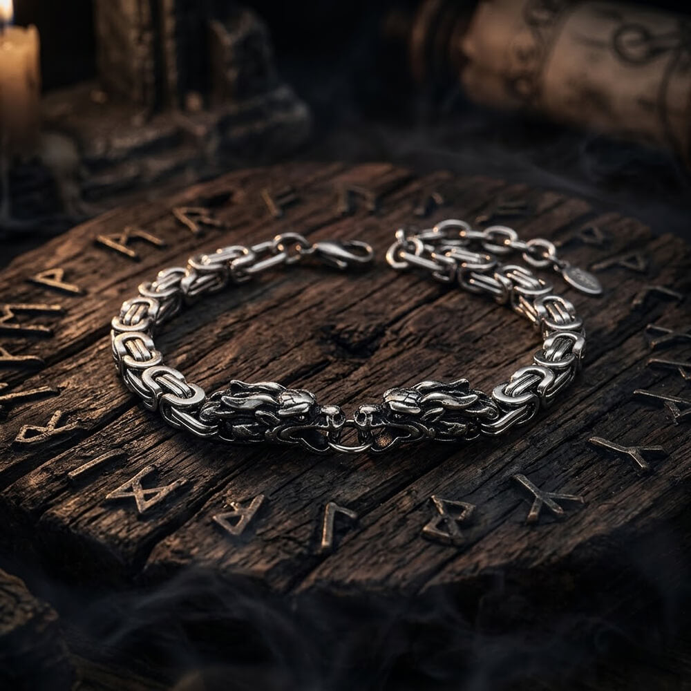 Vintage Dual Dragon Head Stainless Steel Bracelet | Gthic.com