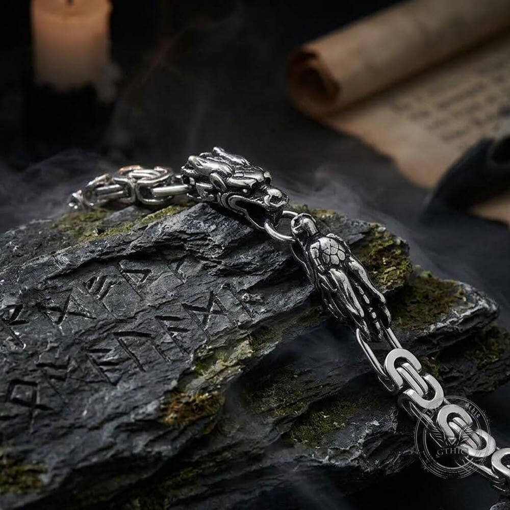 Vintage Dual Dragon Head Stainless Steel Bracelet