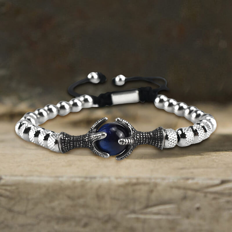 Vintage Eagle Claw Beaded Stainless Steel Bracelet | Gthic.com