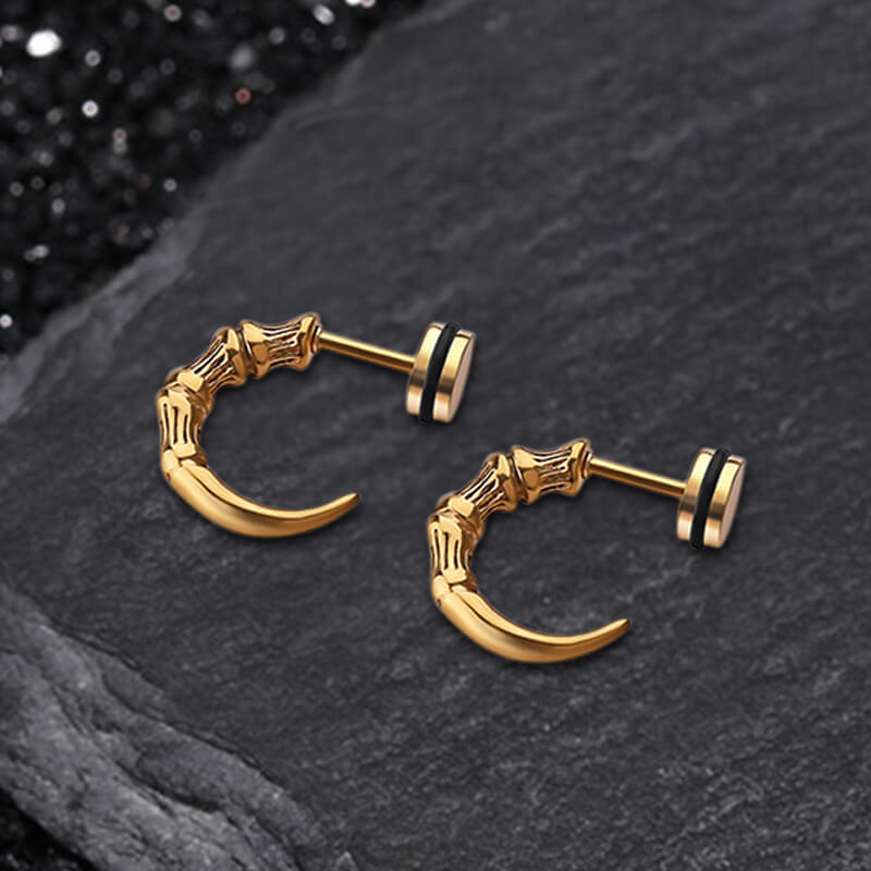 Vintage Eagle Claw Stainless Steel Earrings | Gthic.com