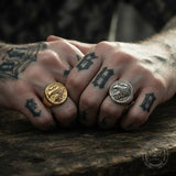 Vintage Eagle Head Stainless Steel Signet Ring | Gthic.com