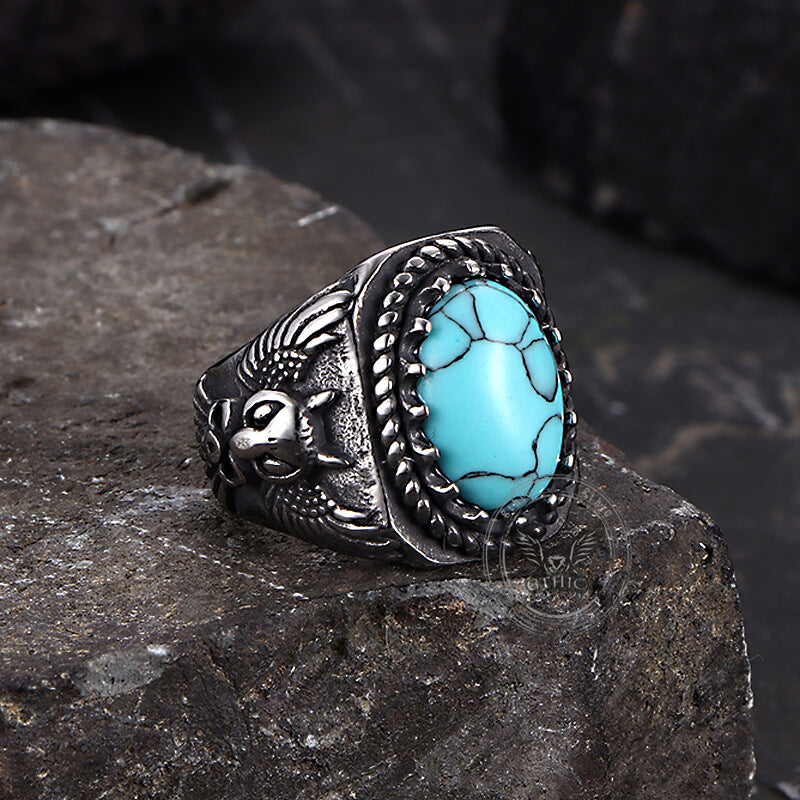 Vintage Eagle Turquoise Stainless Steel Animal Ring