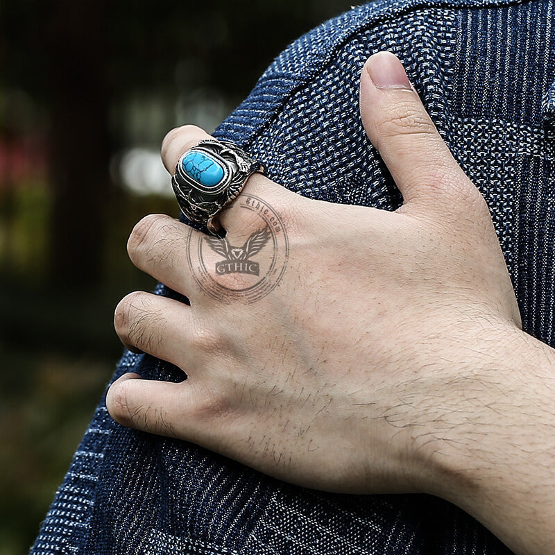 Vintage Eagle Turquoise Stainless Steel Ring