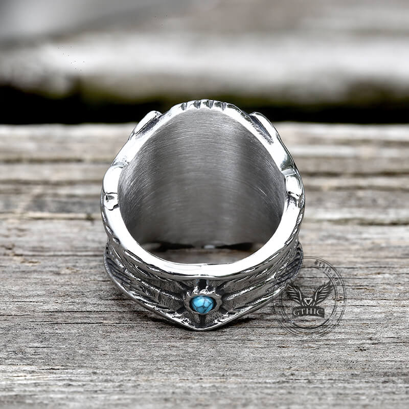 Vintage Eagle Turquoise Stainless Steel Ring