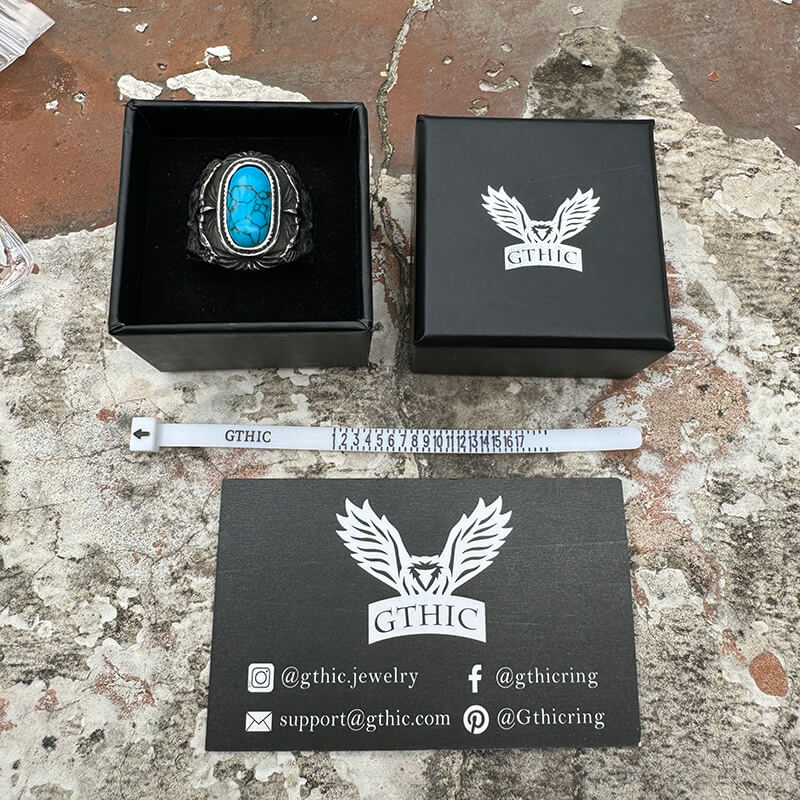 Vintage Eagle Turquoise Stainless Steel Ring