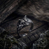 Vintage Embossed Wolf Head Stainless Steel Ring | Gthic.com