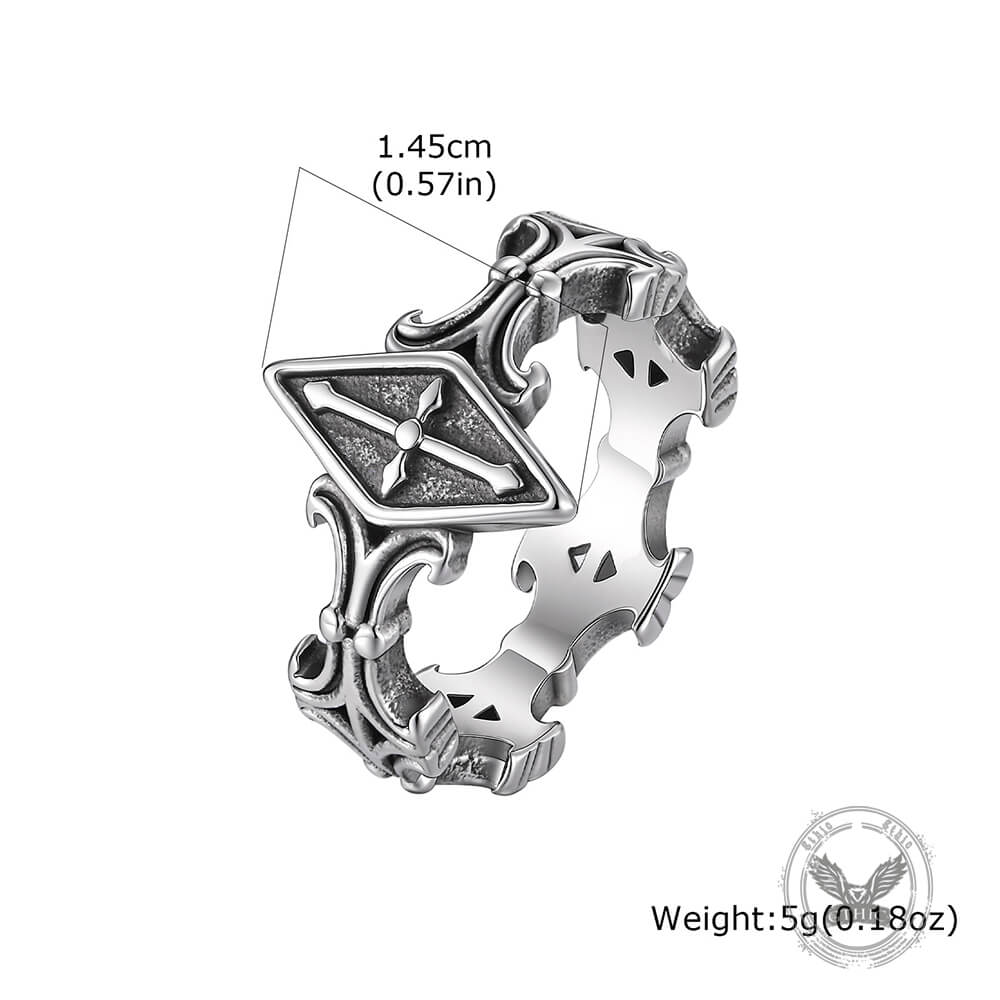 Vintage Engraved Cross Stainless Steel Ring