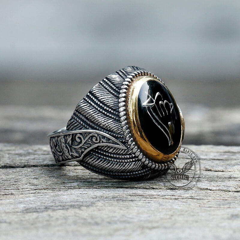 Vintage Epoxy Embossed Stainless Steel Ring – GTHIC