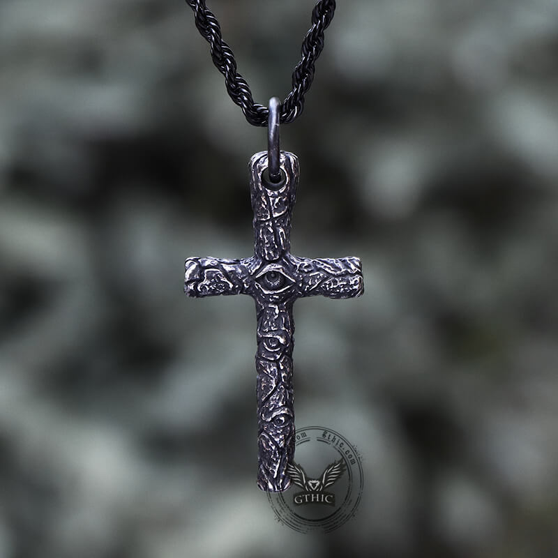 Vintage Evil Eye Cross Stainless Steel Pendant | Gthic.com