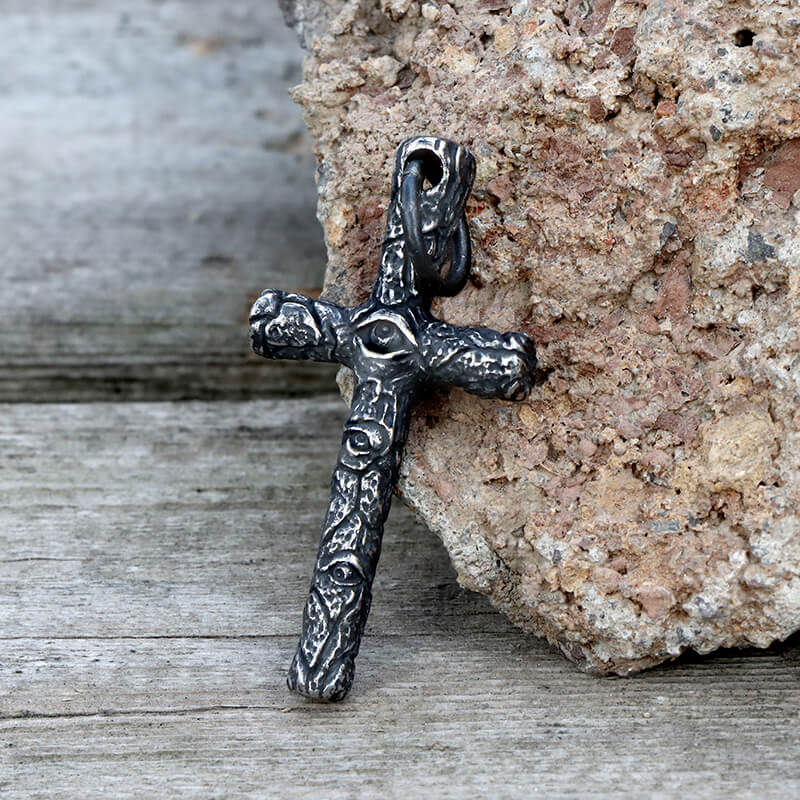 Vintage Evil Eye Cross Stainless Steel Pendant | Gthic.com