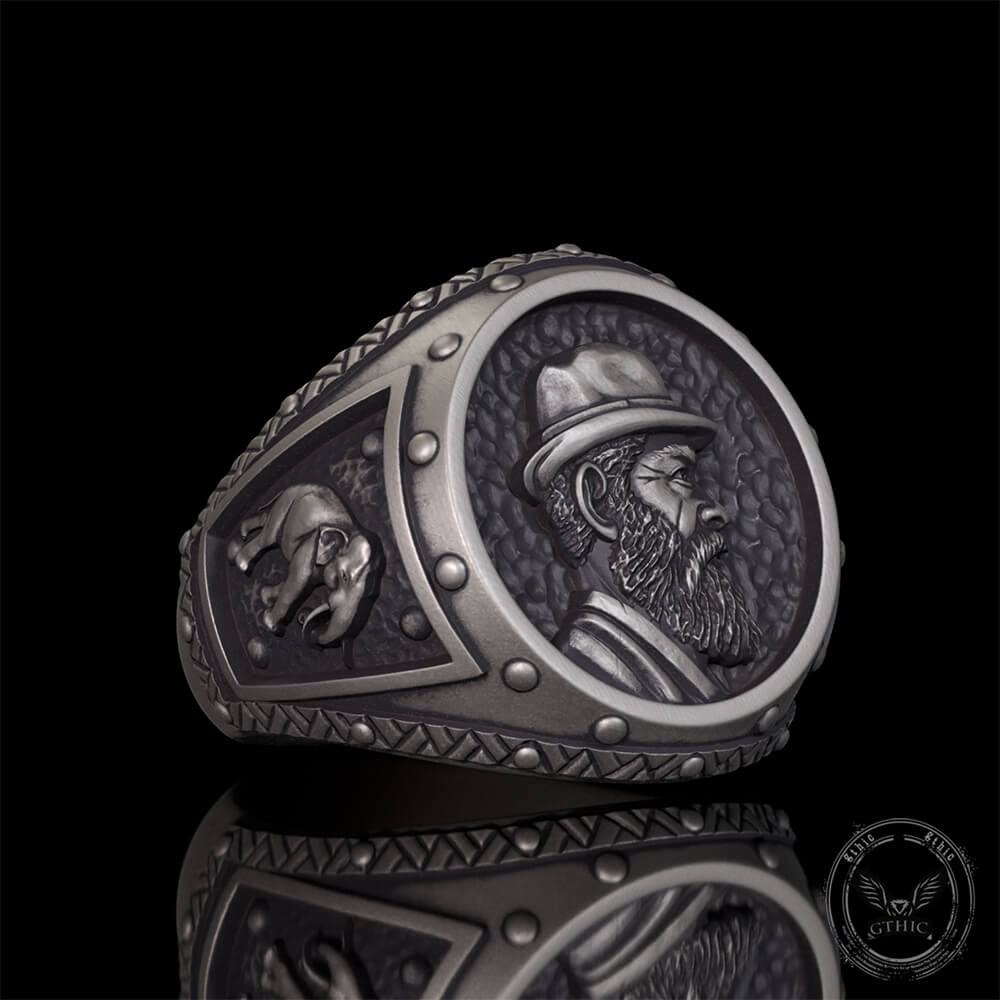 Vintage Explorer Elephant Sterling Silver Ring | Gthic.com