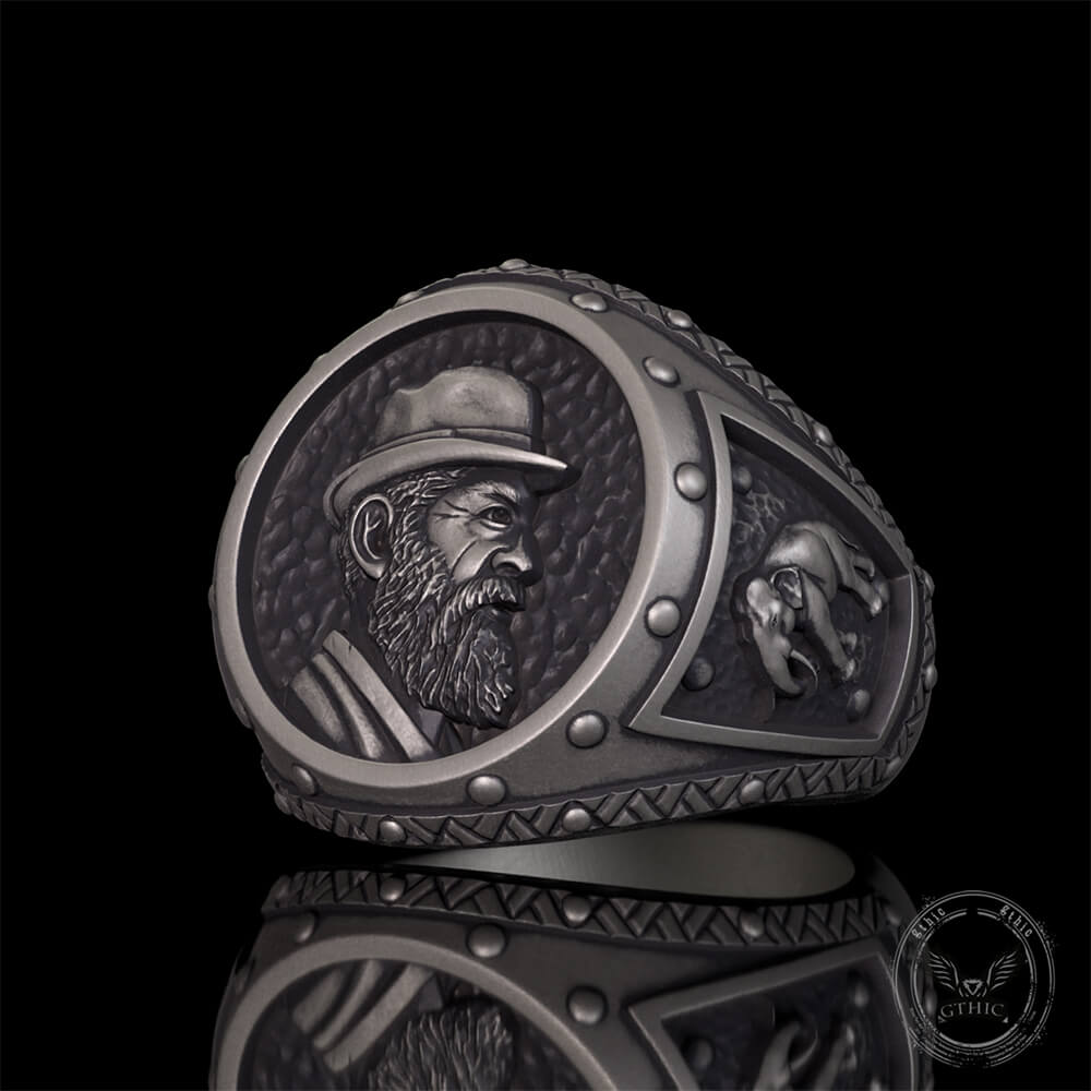 Vintage Explorer Elephant Sterling Silver Ring | Gthic.com