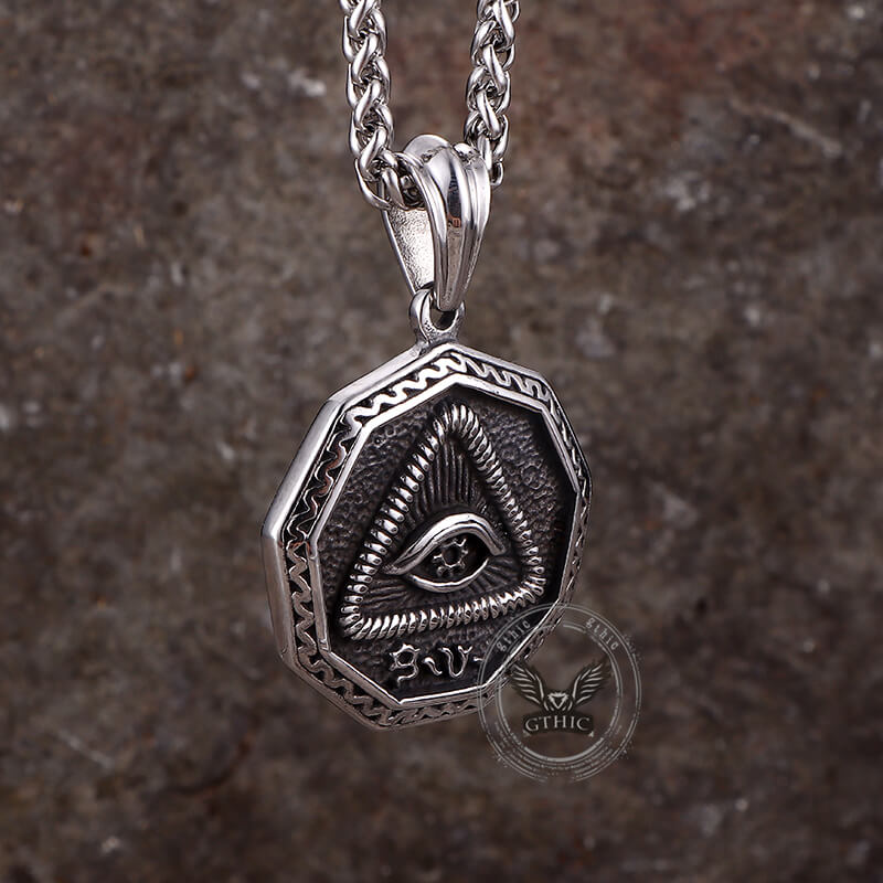 Vintage Eye of Providence Stainless Steel Pendant | Gthic.com