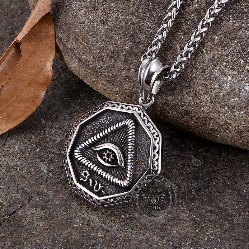 Vintage Eye of Providence Stainless Steel Pendant | Gthic.com