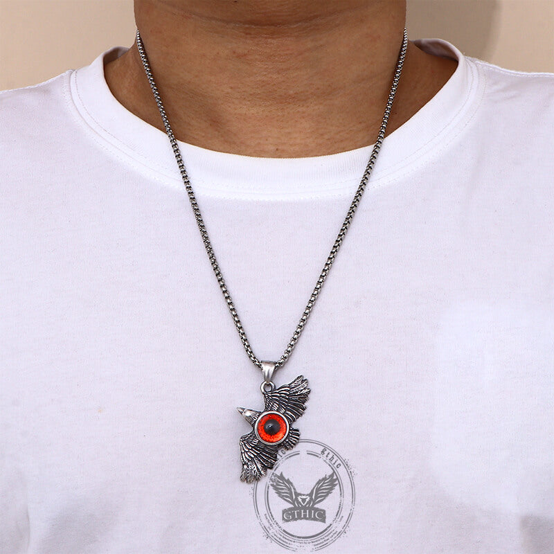 Vintage Falcon Wings Devil Eye Stainless Steel Pendant