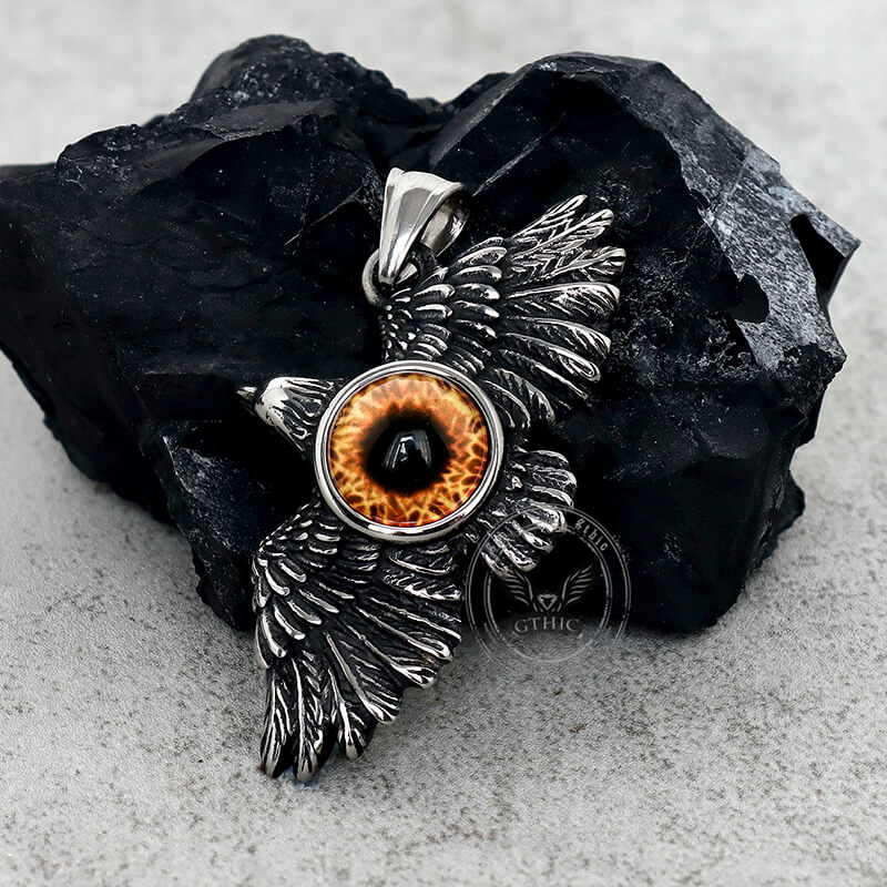 Vintage Falcon Wings Devil Eye Stainless Steel Pendant