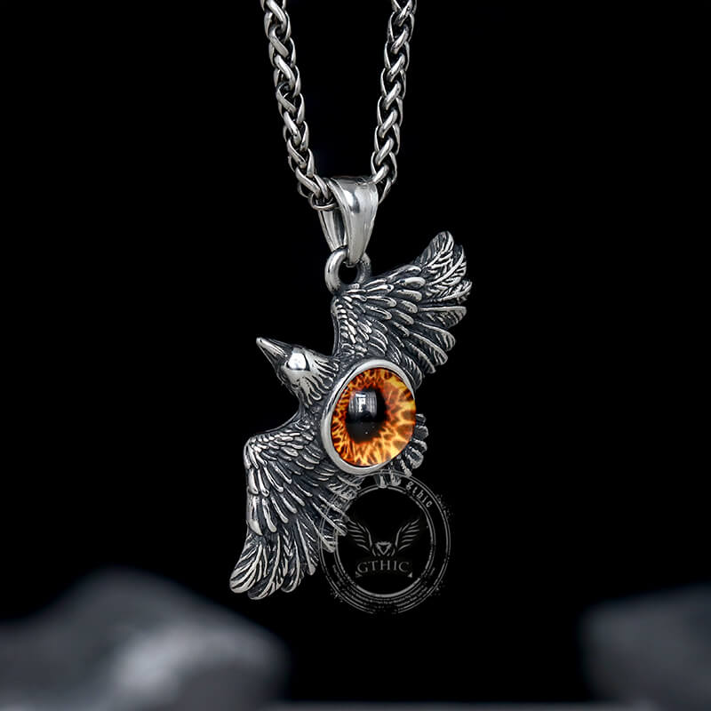Vintage Falcon Wings Devil Eye Stainless Steel Pendant