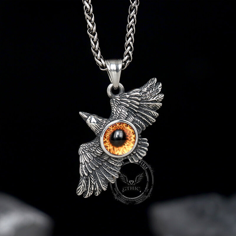 Vintage Falcon Wings Devil Eye Stainless Steel Pendant