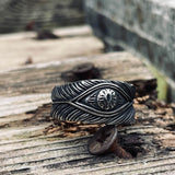Vintage Feather Eye Stainless Steel Ring | Gthic.com