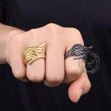 Vintage Feather Guardian Wings Stainless Steel Ring