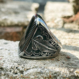 Vintage Feather Moon Pattern Stainless Steel Ring | Gthic.com