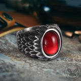 Vintage Feather Wing Agate Stainless Steel Ring