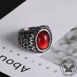 Vintage Feather Wing Agate Stainless Steel Ring