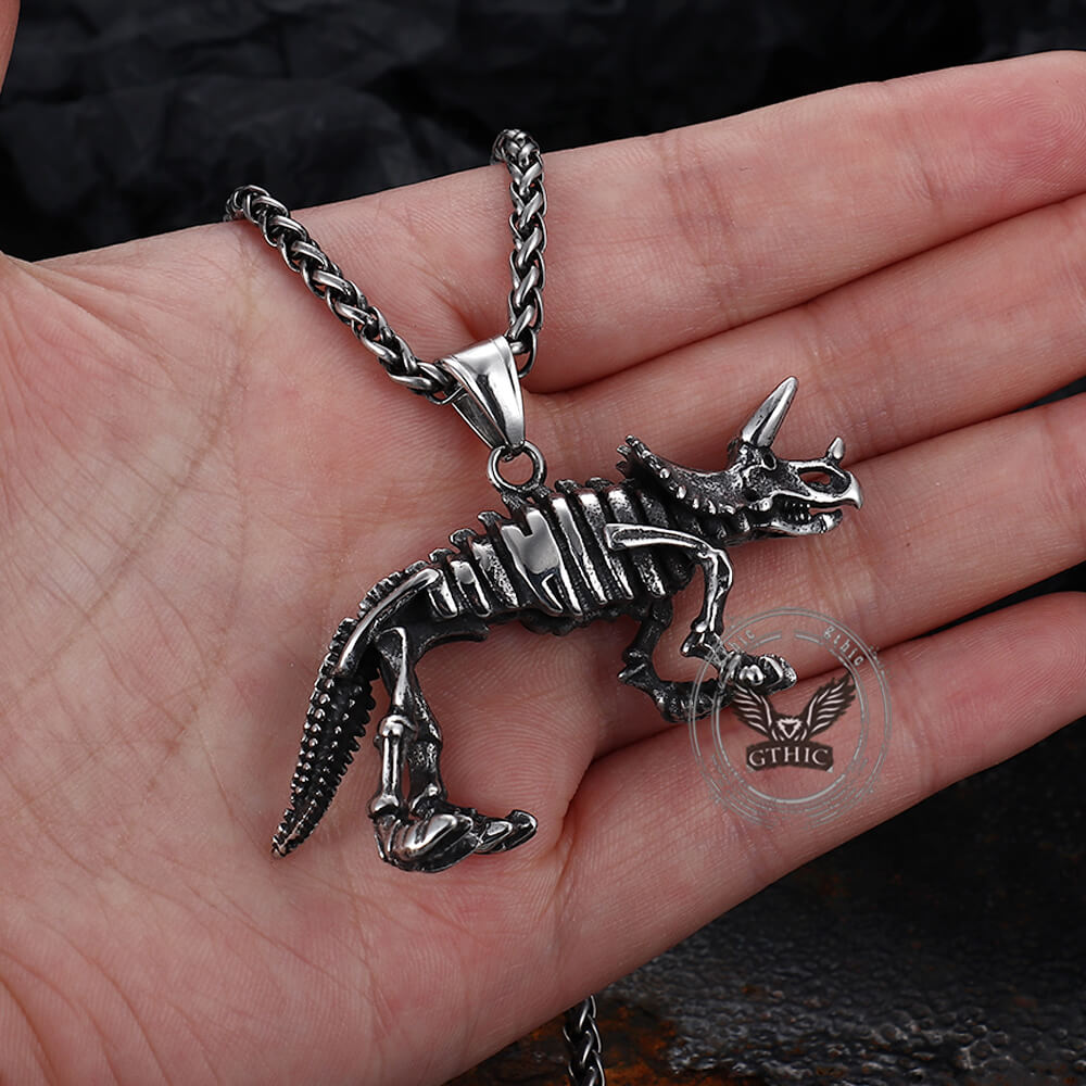 Vintage Ferocious Dinosaur Stainless Steel Pendant | Gthic.com