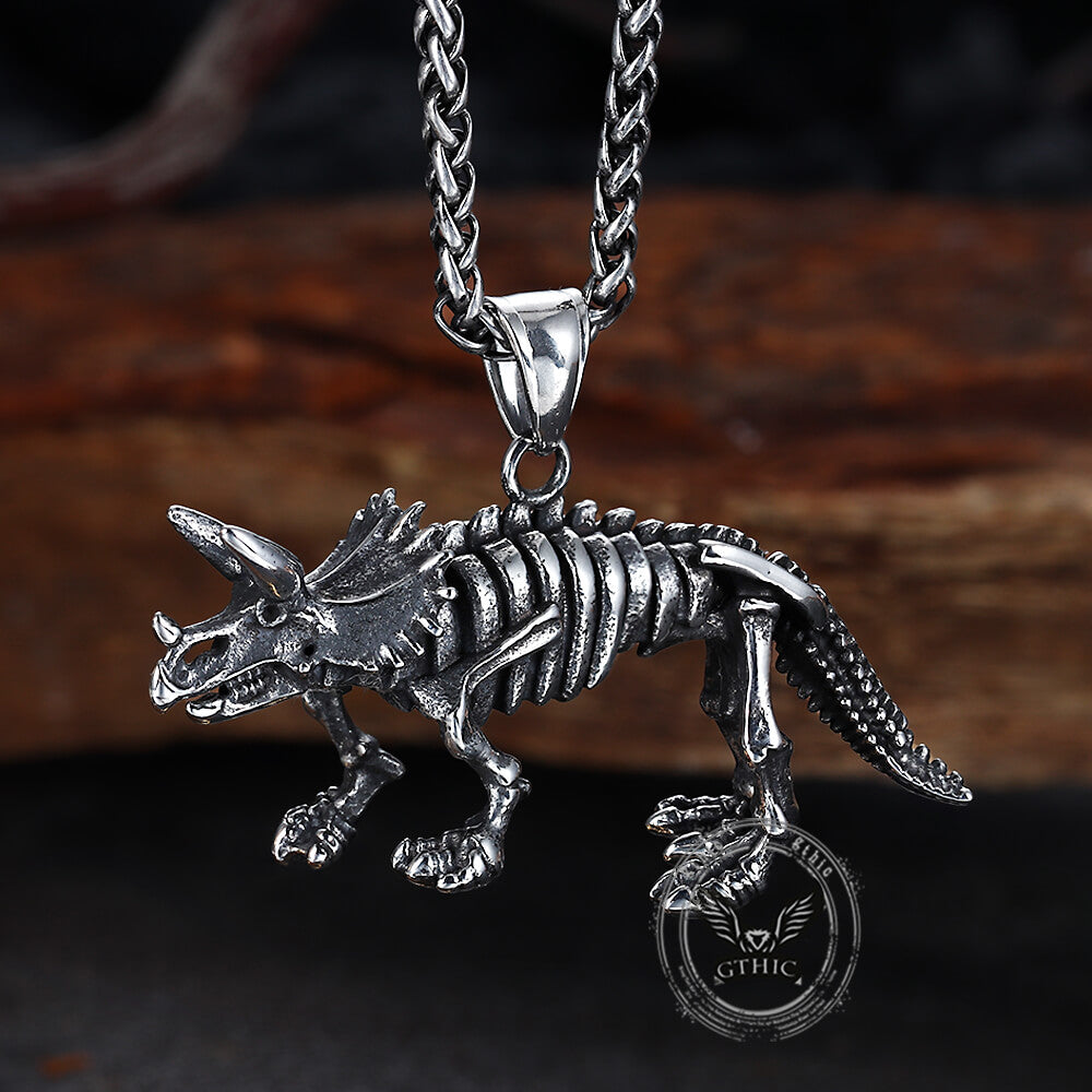 Vintage Ferocious Dinosaur Stainless Steel Pendant