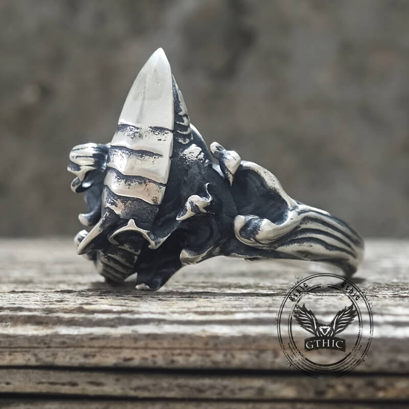 Vintage Fierce Shark Ocean Wave Sterling Silver Ring