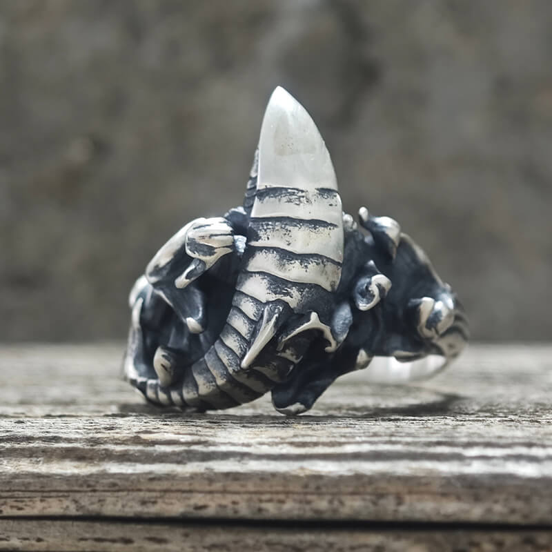 Vintage Fierce Shark Ocean Wave Sterling Silver Ring
