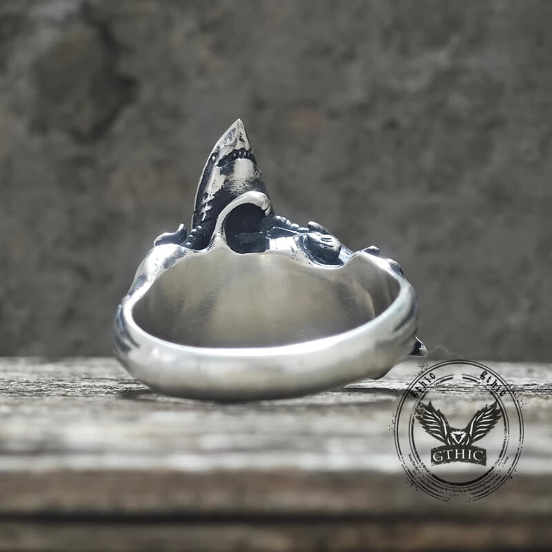 Vintage Fierce Shark Ocean Wave Sterling Silver Ring