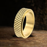 Vintage Fish Scale Spinner Stainless Steel Ring | Gthic.com