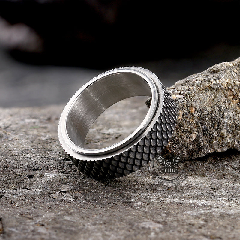 Vintage Fish Scale Spinner Stainless Steel Ring