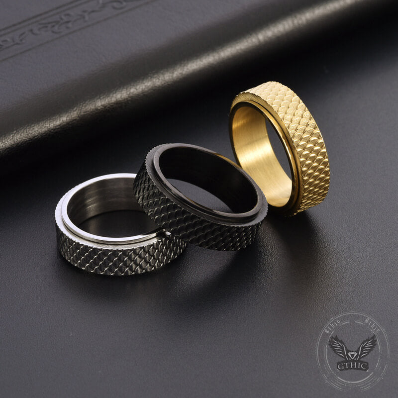 Vintage Fish Scale Spinner Stainless Steel Ring | Gthic.com