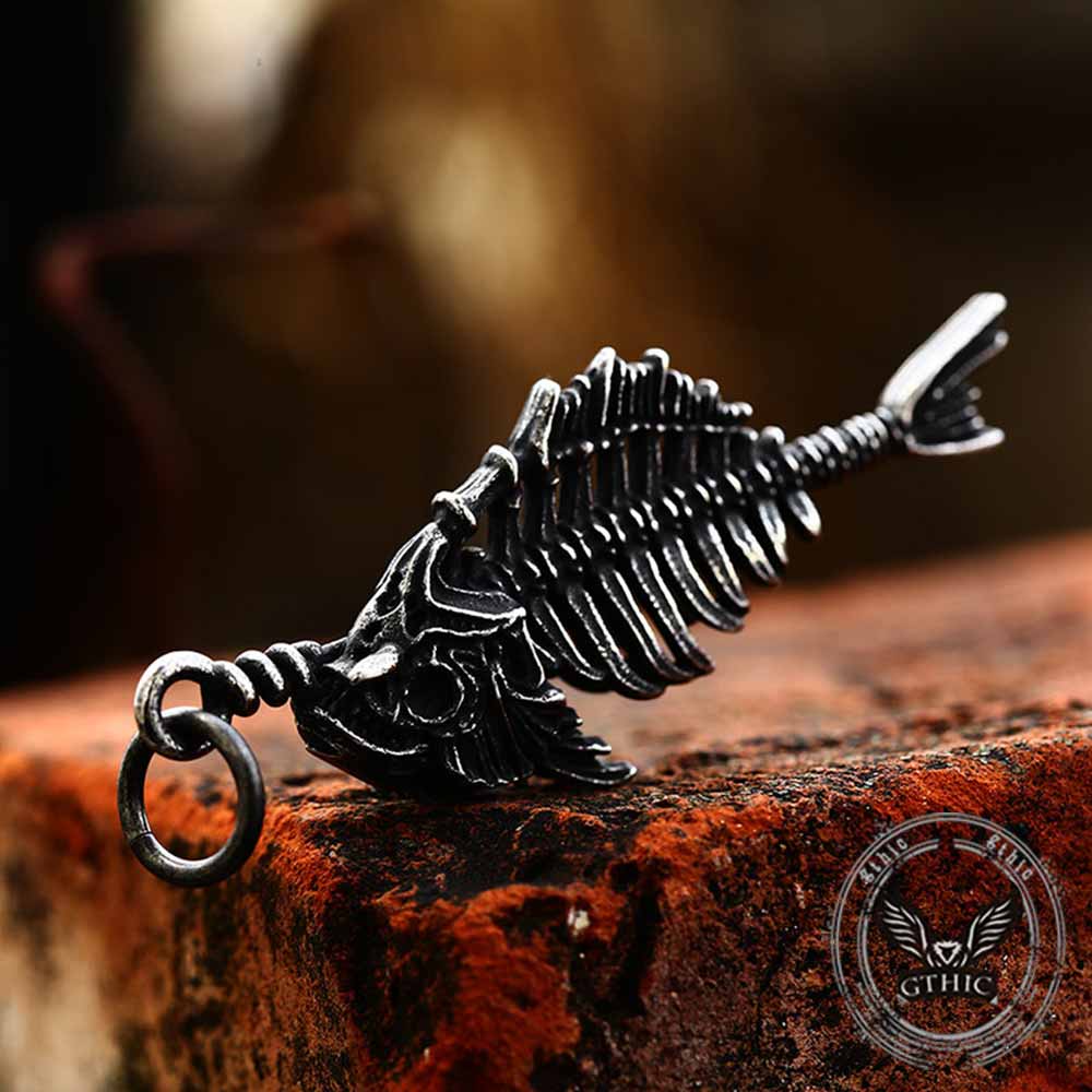 Vintage Fish Skeleton Stainless Steel Pendant