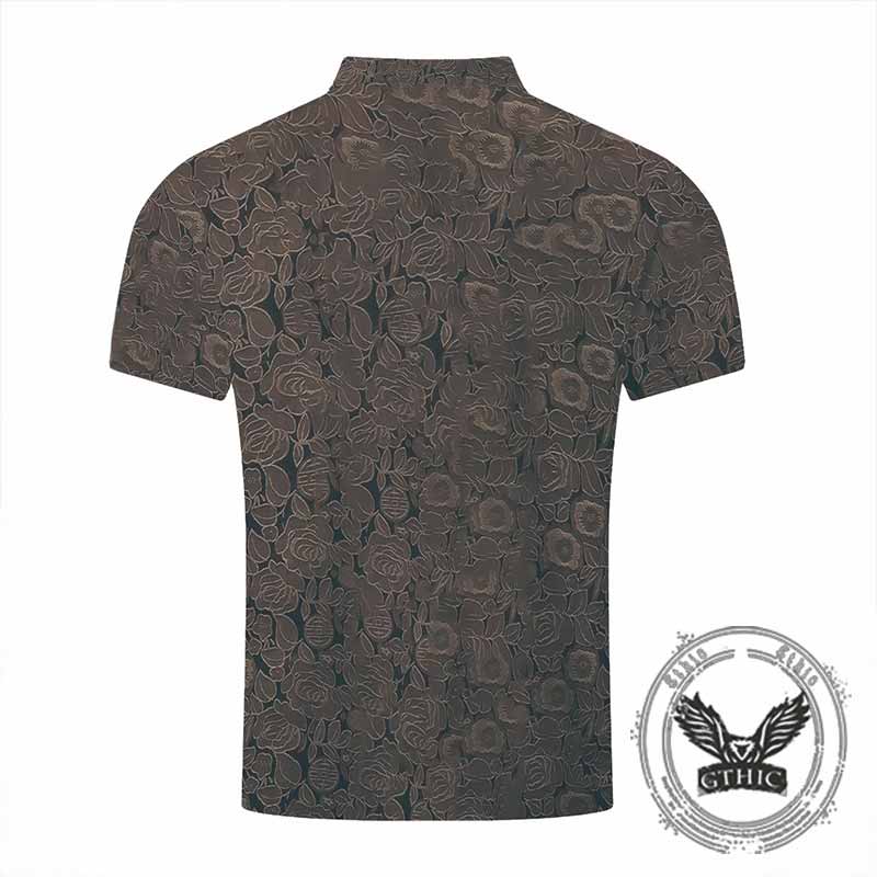 Vintage Floral Print Short Sleeve Polo Shirt 02 | Gthic.com