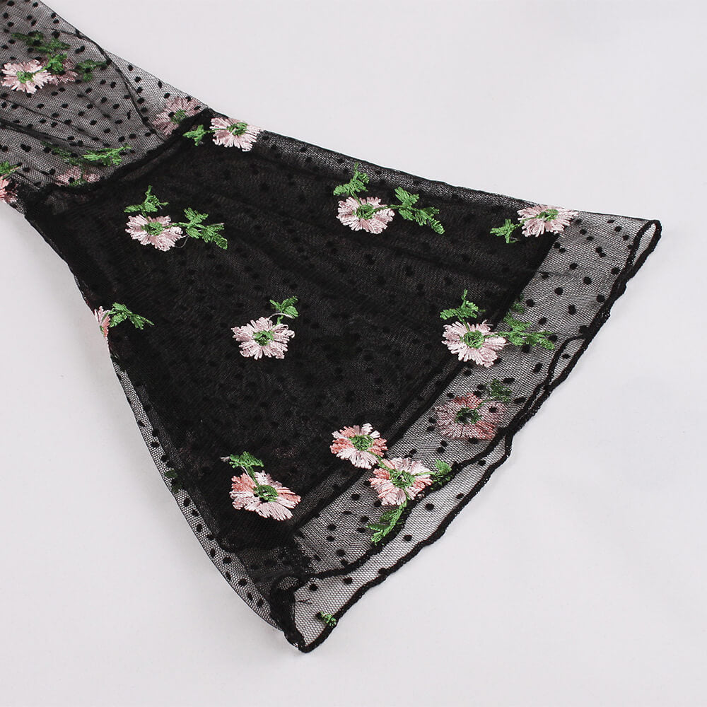 Vintage Flower Embroidered Mesh Patchwork Dress GTHIC Vintage Flower Embroidered Mesh Patchwork Dress GTHIC